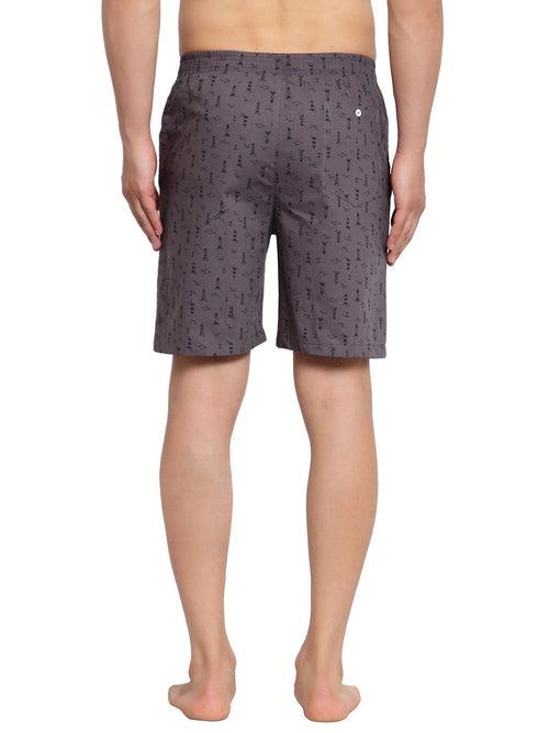 Sporto Men's Printed Boxer Shorts with Zipper - Steel Grey