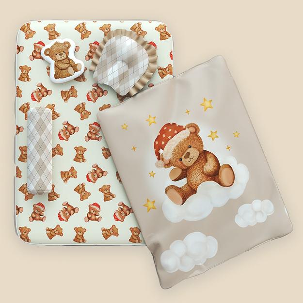 6 Pc Organic New Born Bed Set- Cuddle Bear