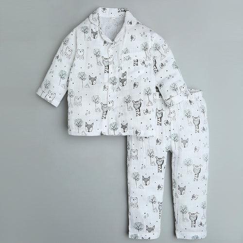 Bamboo Muslin Night Suit - Wildlings