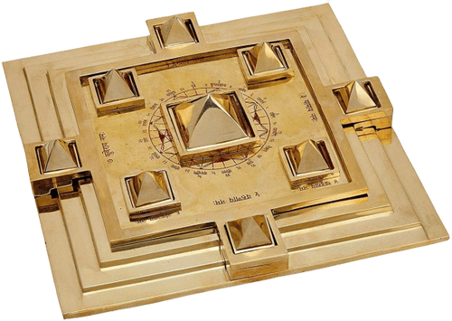 Brass Navgrah Pyramid Yantra Chowki