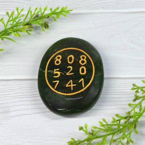 Green Jade Crystal Stone Money Switch Word & Zibu Symbol For Prosperity and To Attract Money