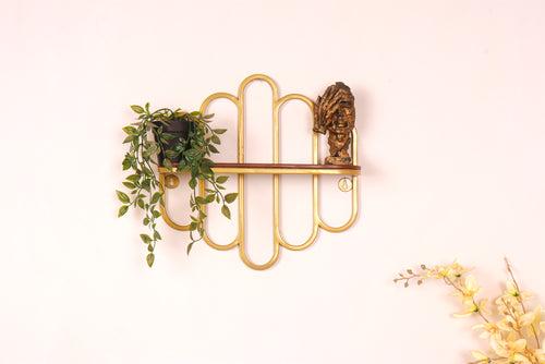 Claymint Wall Shelf for Home Decor in Gold Finish