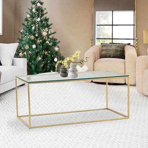 Windsor Glass Coffee Table In Gold Finish