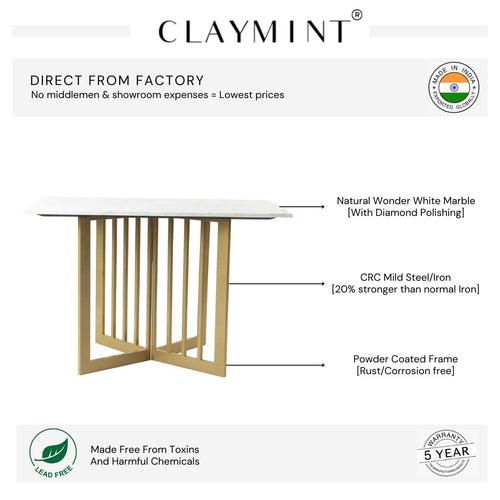 Allendale 4 Seater Marble Dining Table In Gold Finish