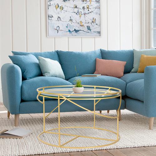 Belton Glass Coffee Table In Gold Finish