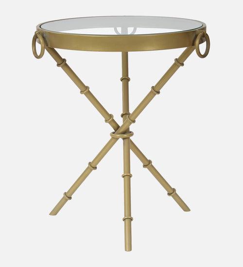 Bellmore Glass Side Table In Gold Finish