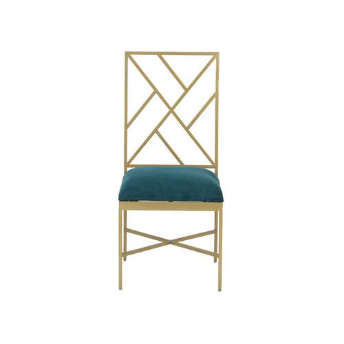 Seabrook Teal Velvet Fabric Dining Chair In Gold Finish