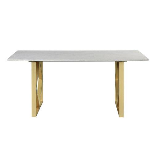 Aurillac 6 Seater Marble Dining Table In Gold Finish