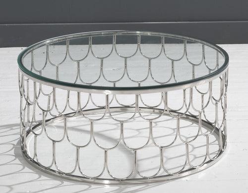 Belmont Glass Round Coffee Table In Chrome Finish