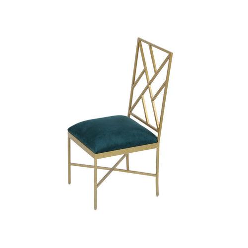 Seabrook Teal Velvet Fabric Dining Chair In Gold Finish