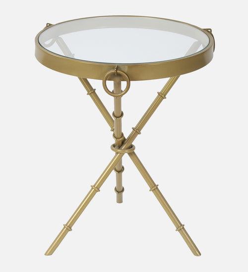 Bellmore Glass Side Table In Gold Finish