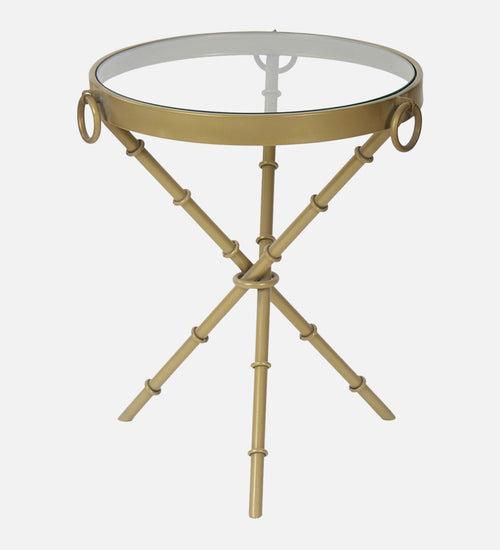 Bellmore Glass Side Table In Gold Finish