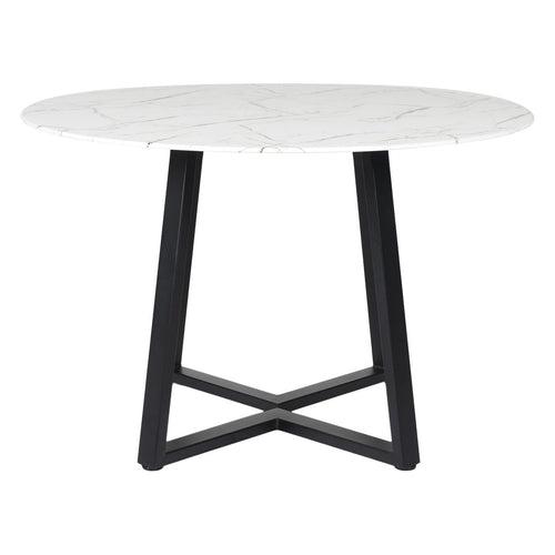 Linden Round Marble Dining Table In Black Finish