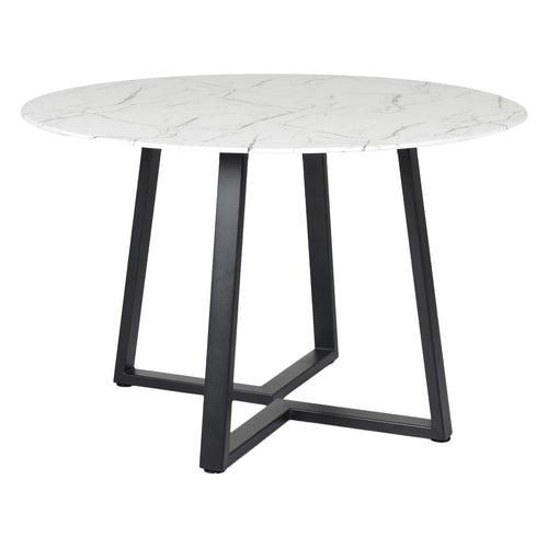 Linden Round Marble Dining Table In Black Finish
