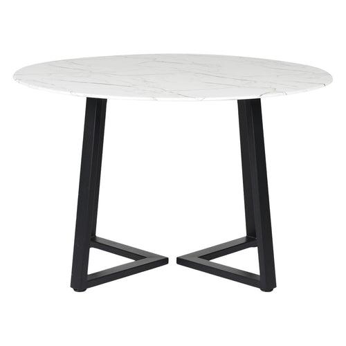 Linden Round Marble Dining Table In Black Finish