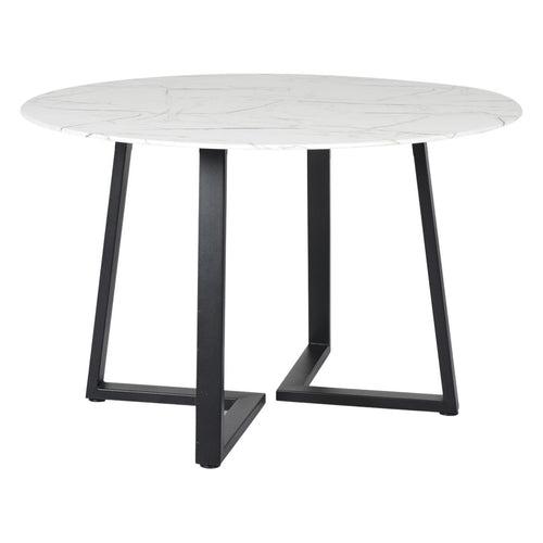 Linden Round Marble Dining Table In Black Finish