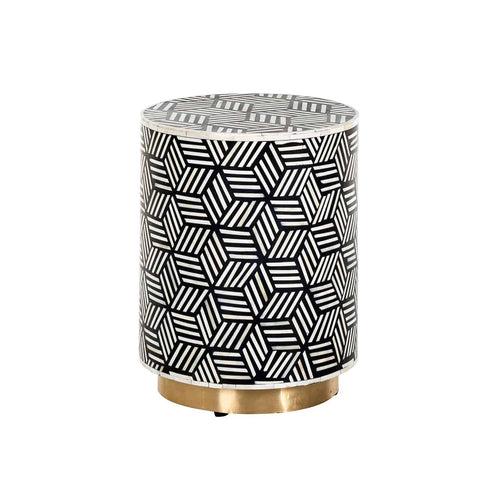 Messina Bone Inlay Side table with Brass Cladding feet