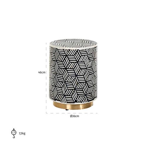 Messina Bone Inlay Side table with Brass Cladding feet