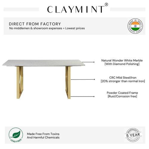 Aurillac 6 Seater Marble Dining Table In Gold Finish