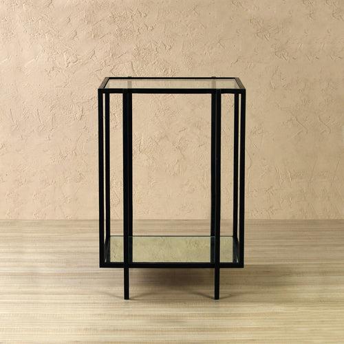 Clayton Glass Side Table In Black Finish