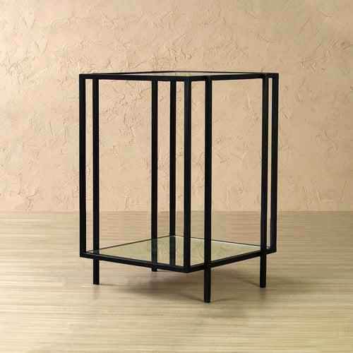 Clayton Glass Side Table In Black Finish