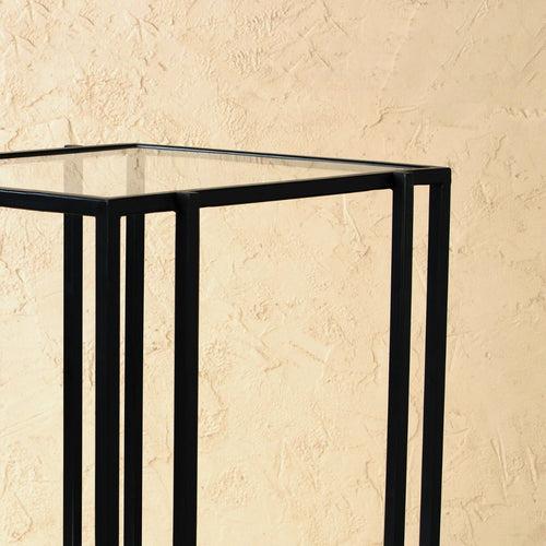 Clayton Glass Side Table In Black Finish