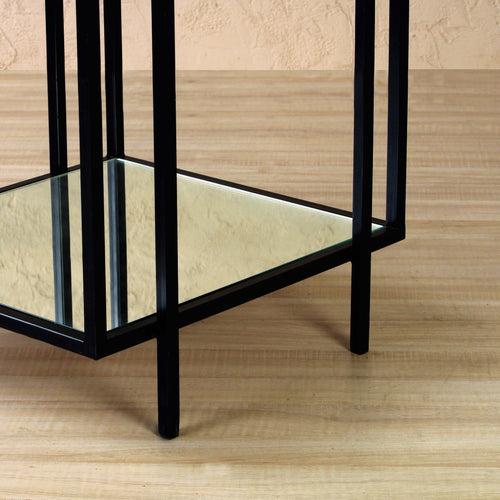 Clayton Glass Side Table In Black Finish