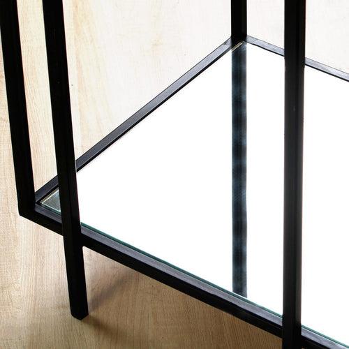 Clayton Glass Side Table In Black Finish