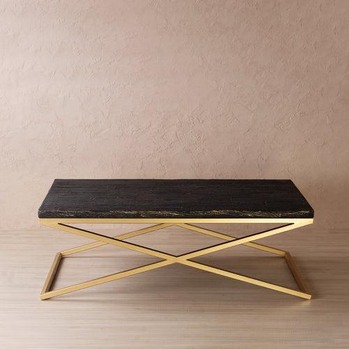 Palatine Wooden Coffee Table In Antique Gold Finish