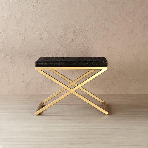 Palatine Wooden Side Table In Antique Gold Finish