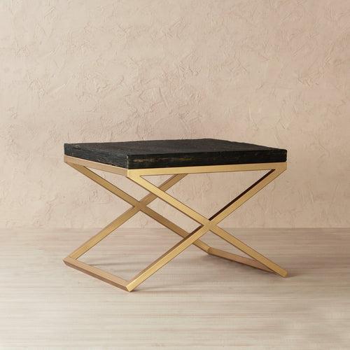 Palatine Wooden Side Table In Antique Gold Finish