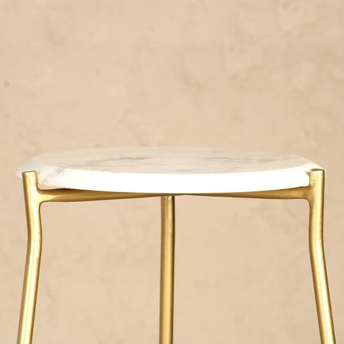 Barstow Marble Nesting Side Table In Gold Finish (Set Of 2)