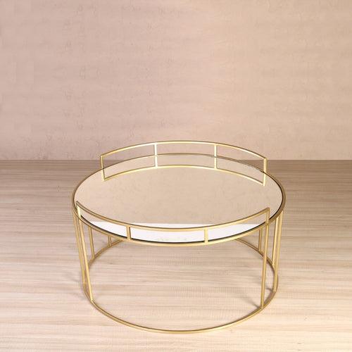 Meylon Mirror Coffee Table In Gold Finish