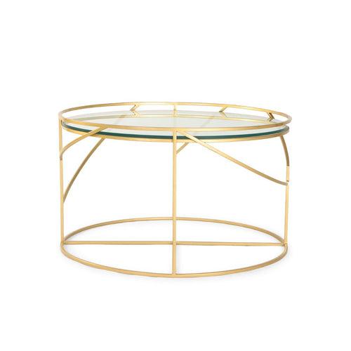 Belton Glass Coffee Table In Gold Finish