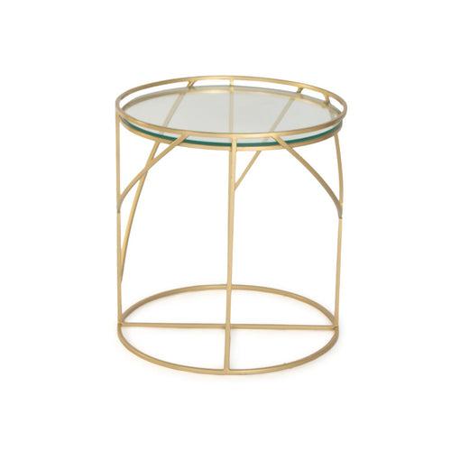 Belton Glass Side Table In Gold Finish