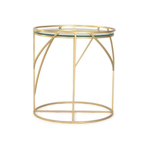 Belton Glass Side Table In Gold Finish