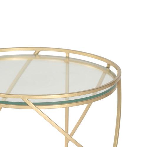 Belton Glass Side Table In Gold Finish