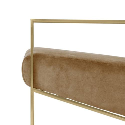 Seabrook Beige Velvet Fabric Lounge Chair In Gold Finish