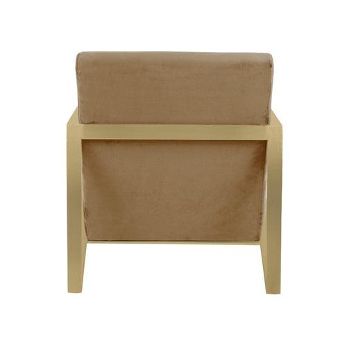 Seabrook Beige Velvet Fabric Lounge Chair In Gold Finish