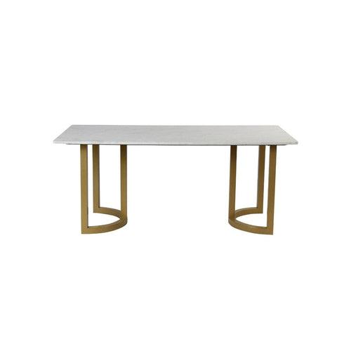 Aversa 6 Seater Marble Dining Table In Gold Finish