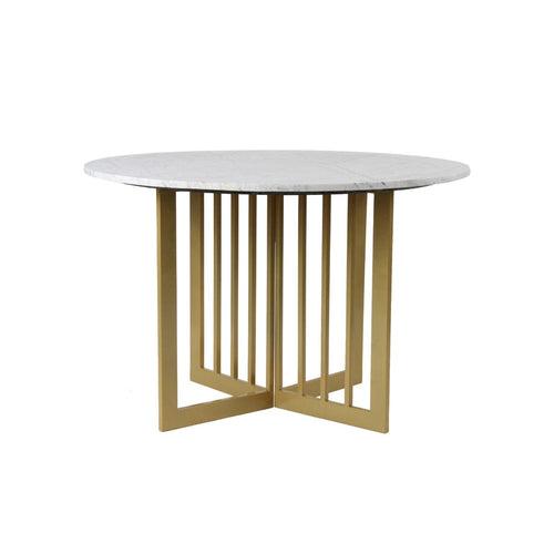 Allendale 4 Seater Round Marble Dining Table In Gold Finish