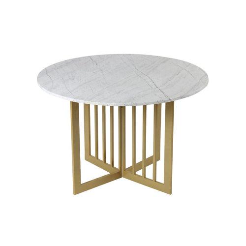 Allendale 4 Seater Round Marble Dining Table In Gold Finish