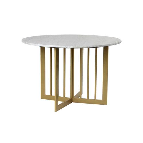 Allendale 4 Seater Round Marble Dining Table In Gold Finish