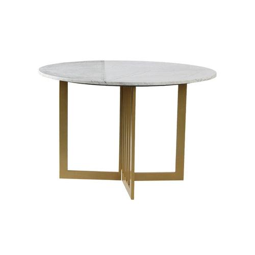 Allendale 4 Seater Round Marble Dining Table In Gold Finish