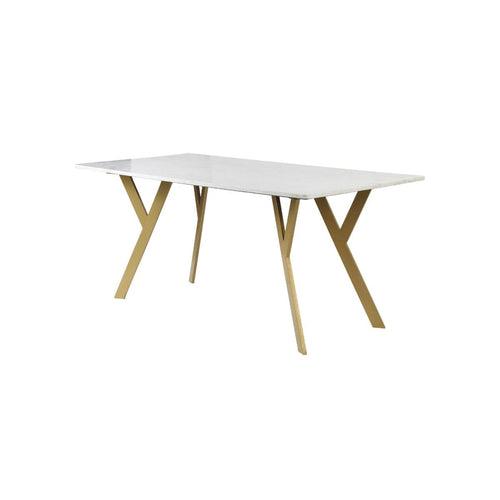 Armdale 6 Seater Marble Dining Table Set In Gold Finish