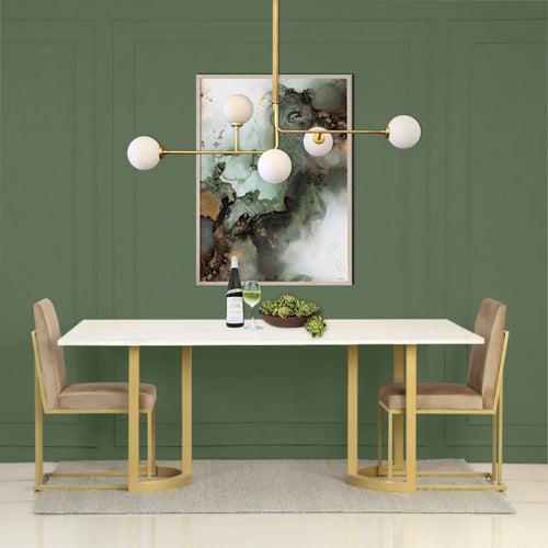 Aversa 6 Seater Marble Dining Table In Gold Finish