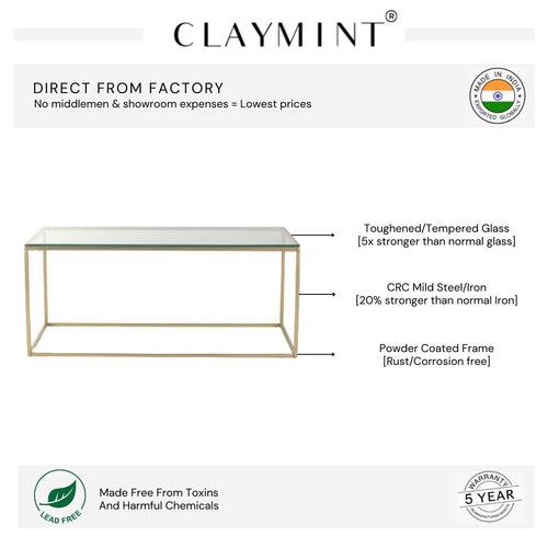 Windsor Glass Coffee Table In Gold Finish