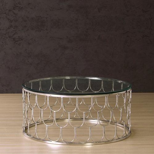 Belmont Glass Round Coffee Table In Chrome Finish