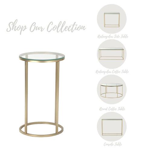 Windsor Round Glass Side Table In Gold Finish