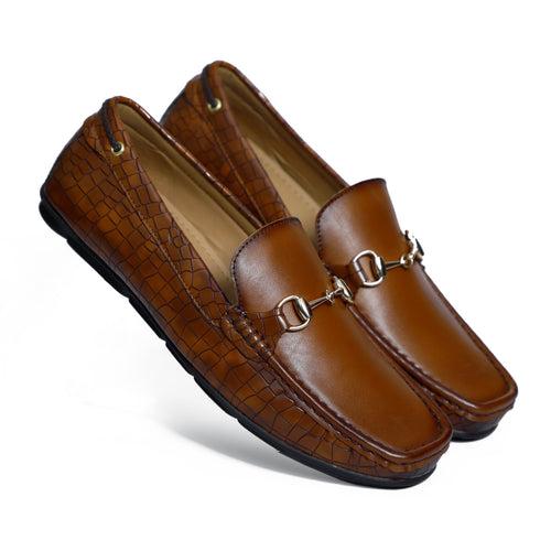 NICHE Tan Brown Marvel  Croco Moccasin - Drving loafer